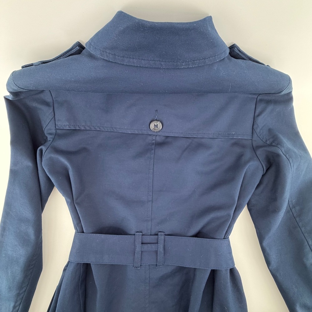 Tommy Hilfiger Navy Double Breasted‎ Trench Coat Belted Size S/P - Picture 11 of 14